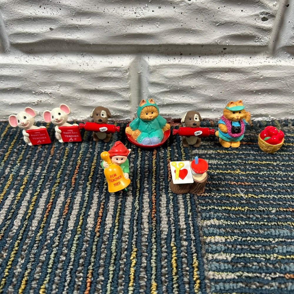 Hallmark Merry Miniatures Figurine Lot of 9 Teacher School Vintage Christmas